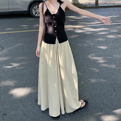 高腰百搭TQRY长裤显瘦薄款裙裤女