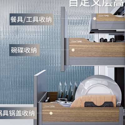 酷太拉篮厨房橱柜碗篮双层三层抽屉式碗架调味篮抽屉拉篮