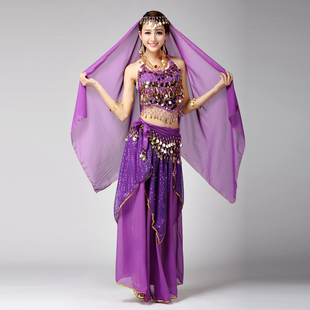 演出服新款 高档印度舞蹈服装 肚皮舞女成人性感长裙套装 天竺西域表