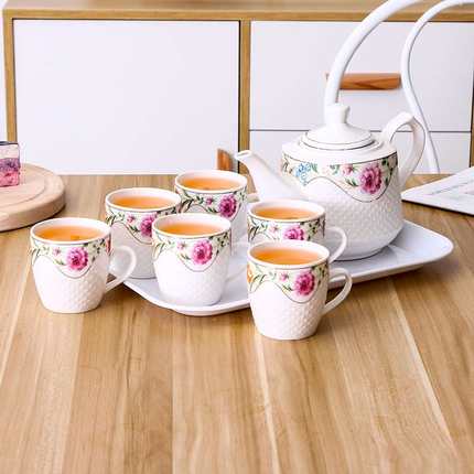 高档茶具套装家用陶瓷水具茶杯茶壶客厅耐热泡茶壶简约下午茶冷水