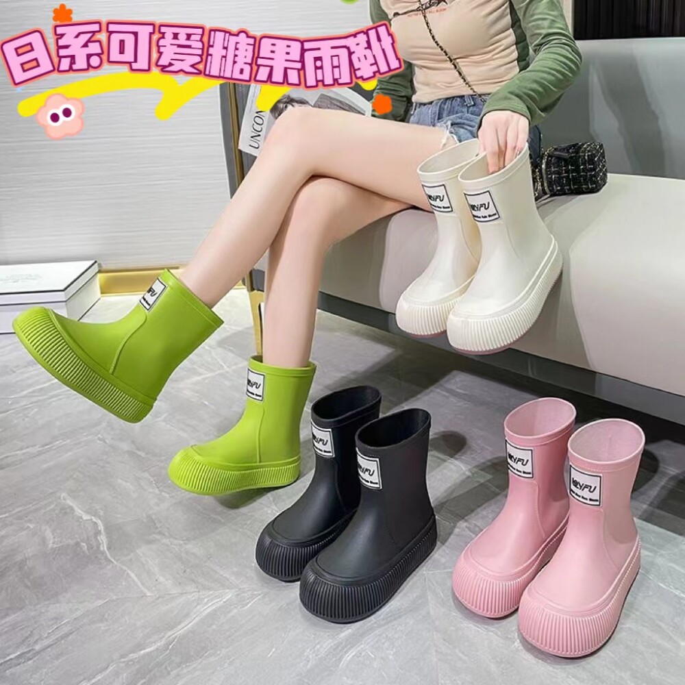 女款成人柔软日系加绒轻便雨鞋