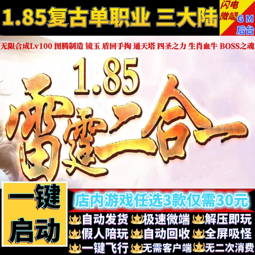 传奇单机版1.85无限合成雷霆二合一复古单职业假人gm后台微端联机