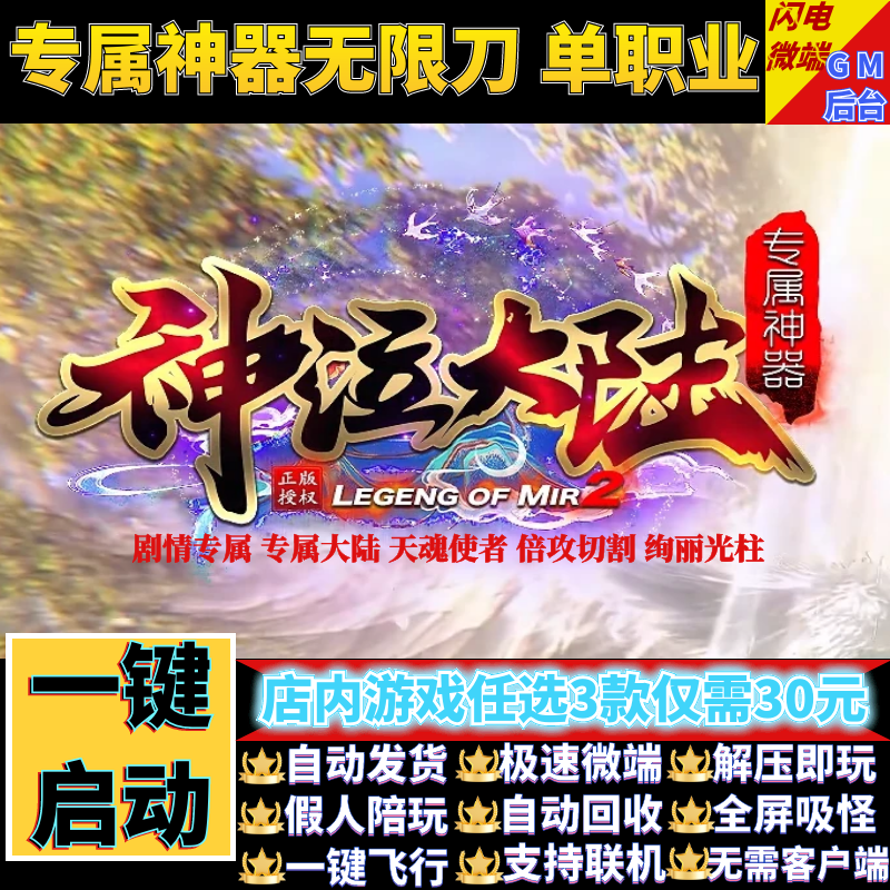 传奇单机电脑版神泣大陆专属神器单职业带假人GM后台微端联网联机