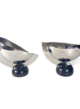 北欧5882现代亮面不锈钢大视厅理石底座意花器客创电柜干花花瓶摆