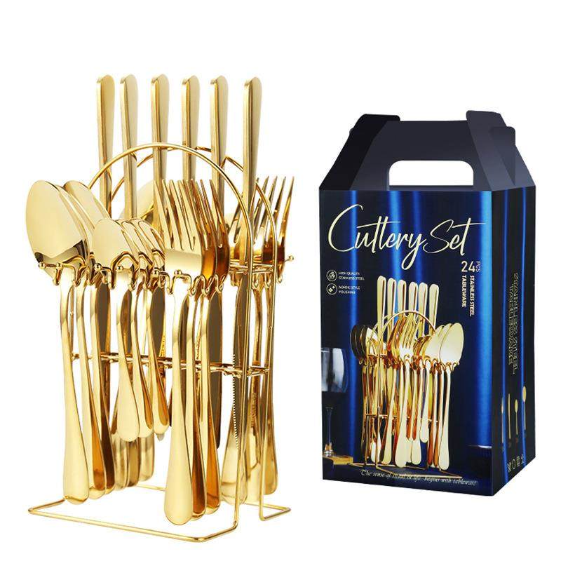 24件套不锈钢0餐具1爆款架10西餐刀叉勺挂餐具挂架收纳套装,餐饮具,西餐餐具套装,淘宝优惠券,粉丝福利购,淘宝优惠卷
