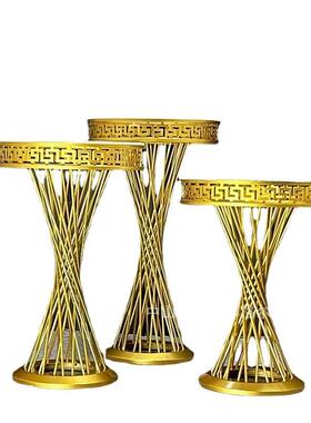 新甜品台婚庆道店具路引金色具铁艺家花器酒道宴会居厅TXJ美陈摆