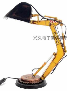 跨级款仿真摆挖土机小夜灯房间树件脂工定制款新艺品装饰复古家居