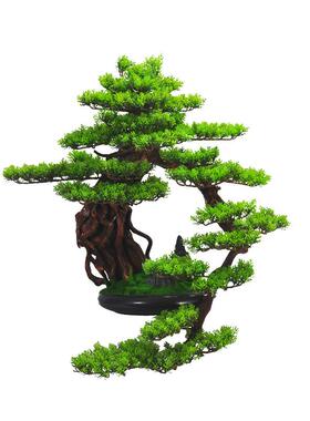 仿真迎客松罗汉松新中式松树盆景售楼处酒店景观绿植假树造景摆件