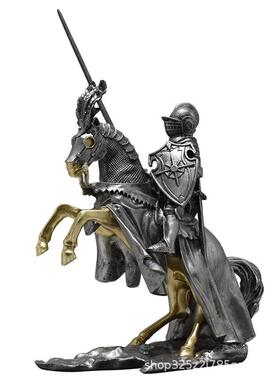 北欧厅复古礼铠甲士马到成功摆件KJQS001创骑意中式客办公室装饰