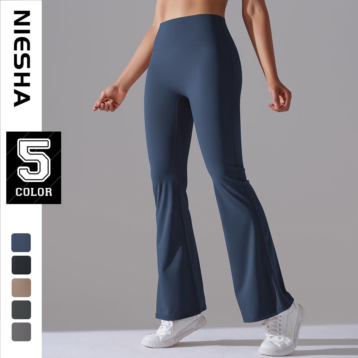 Classic solid color bell bottom pants yoga pants womens