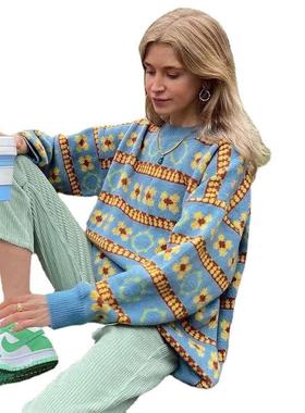 flower clothes retro chandails designer femme pullover