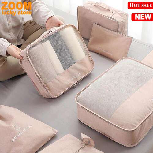 7PCS Compression Packing Cubes Travel Luggage Organizer bag