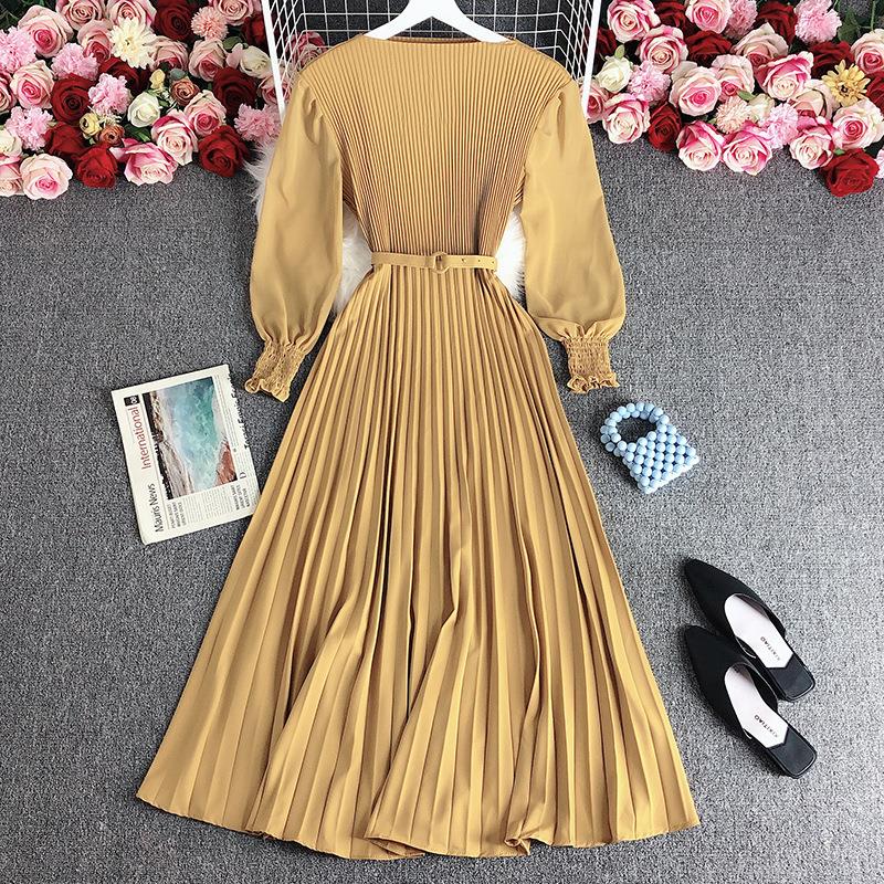 Pleated slimming long mature waist temperament style