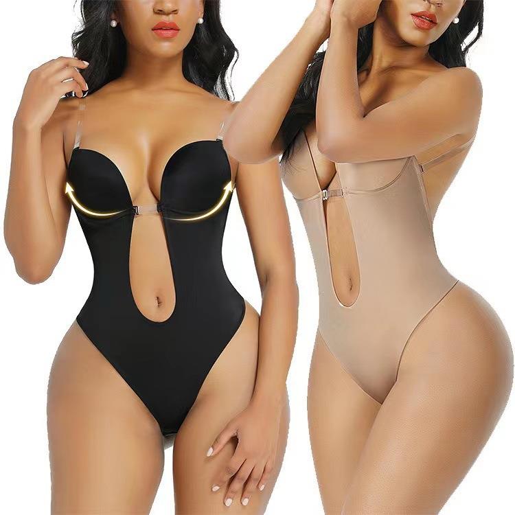 Body shaping garment deep V one-piece invisible shoulder