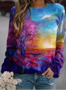 flower long sleeves round neck pullover traf autumn winter