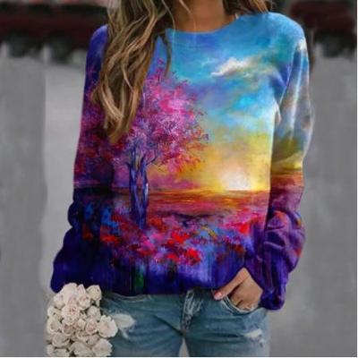 flower long sleeves round neck pullover traf autumn winter