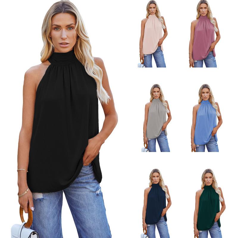 women color sleeveless for casual vest tops Solid