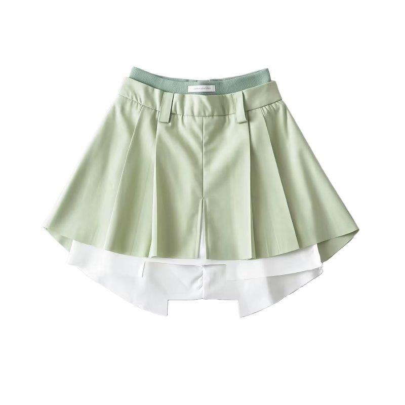 women for skirt pleated thread patchwork waist high style
