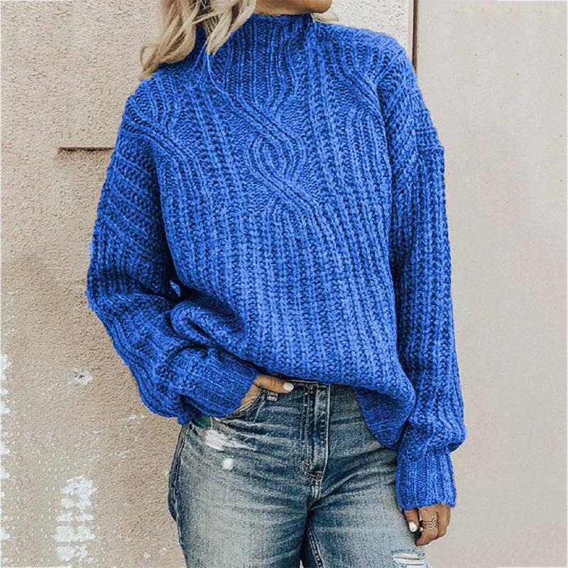 womens sweater poloturtle neck cable knit pullover european