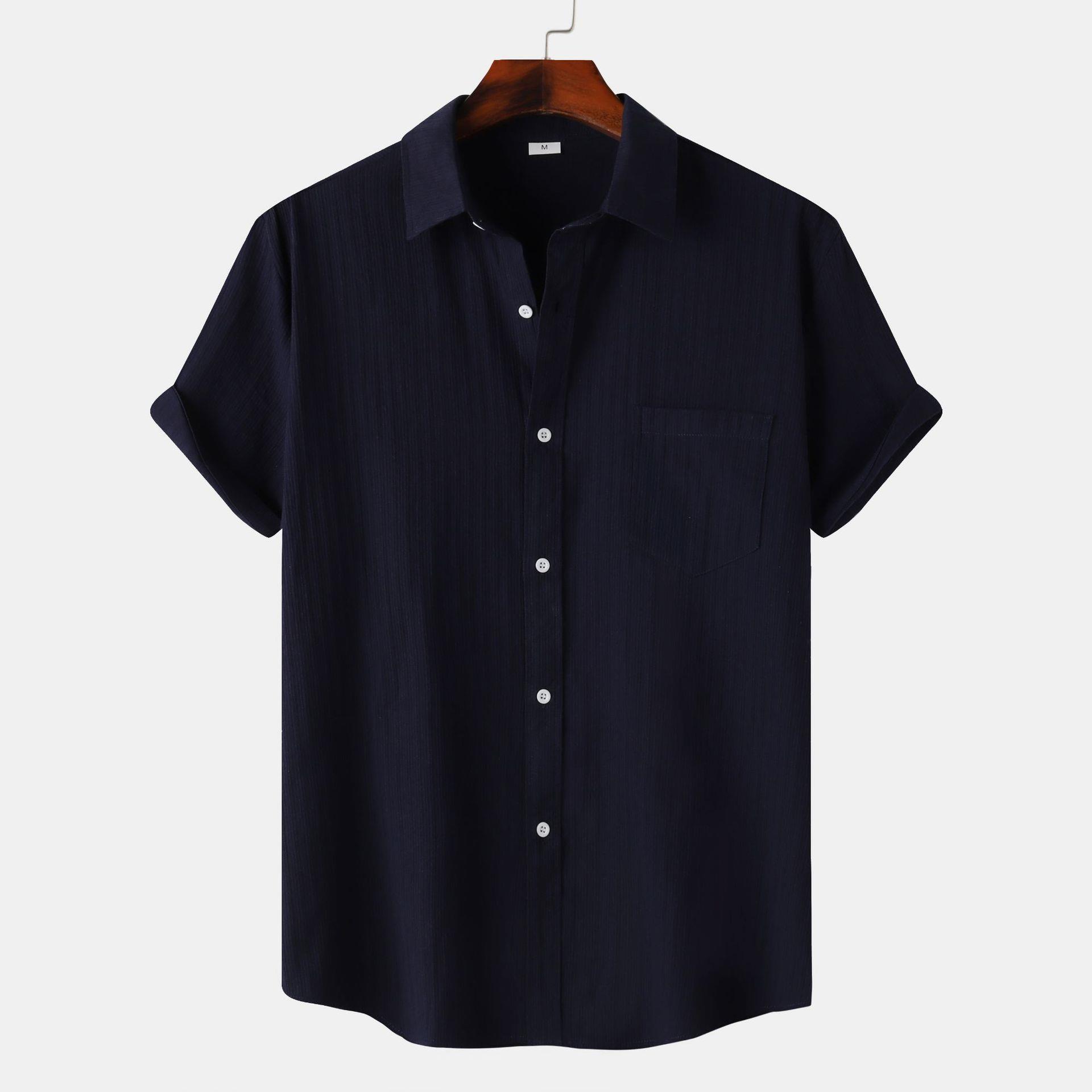 Mens small twist solid color short-sleeved commuter shirt