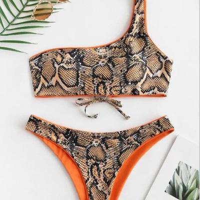 swimsuit swimming set bikini swimsuit shoulder one print