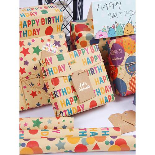 happy birthday包装纸 wrapping paper christmas gift packaging