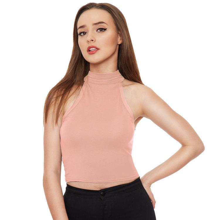 summer strap tank solid color hanging neck open back