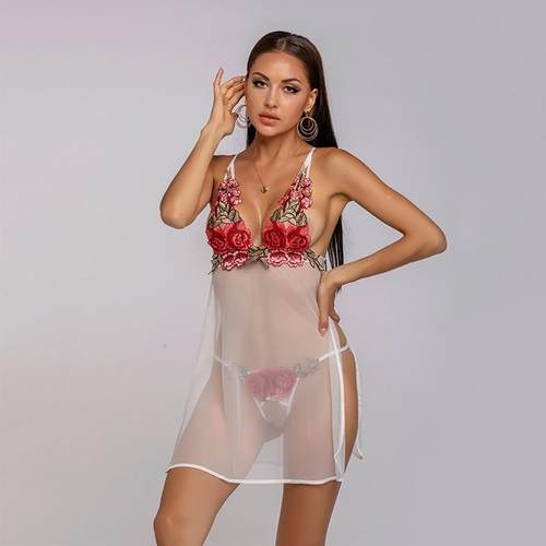 Clothes Net Nightdress Embroidered Dress Suspender V-Neck