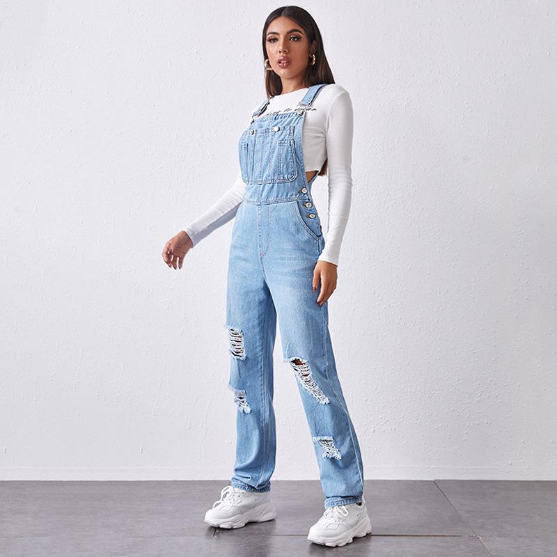 straight-leg Washed and jumpsuit simple cut jeans versatile