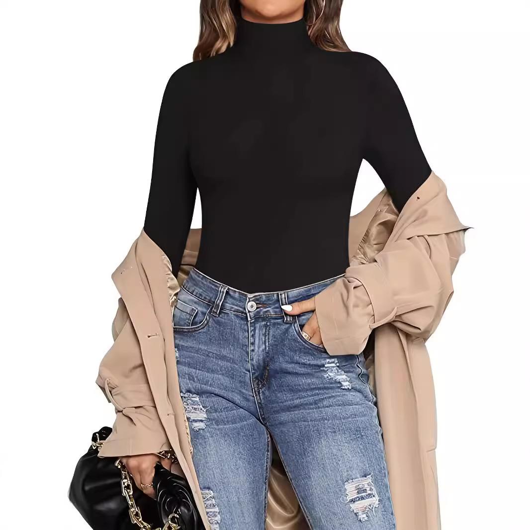 womens turtleneck long bodysuits fall fashion layering