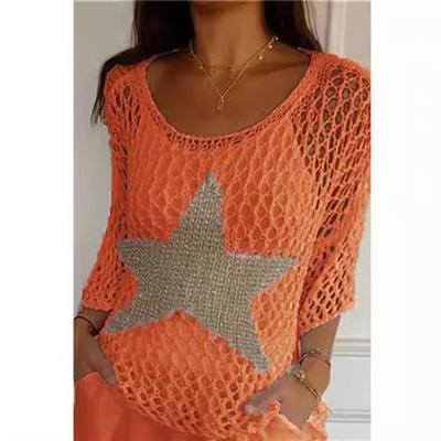Five-pointed star three-quarter round top sweater shirt