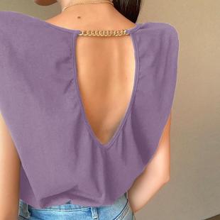 fashion shirt sleeveless top womens elegant loose casual