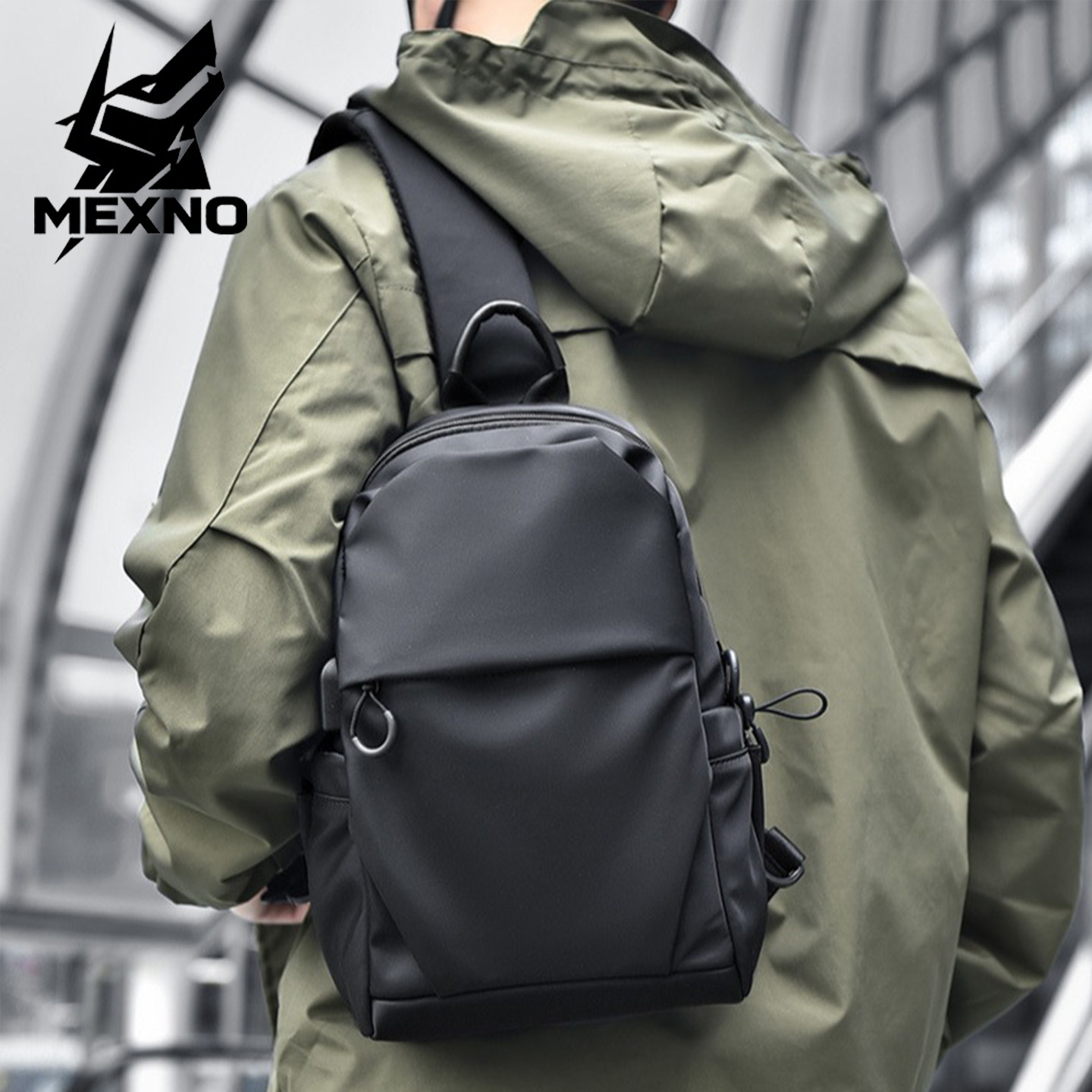 新款男士休闲胸包机能斜背包小包防水潮流邮差包简约单肩斜挎包