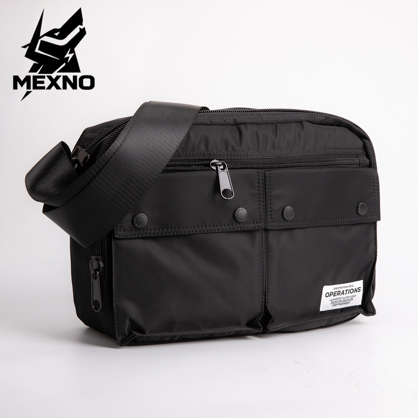 MEXNO男士黑色工装多功能斜挎包