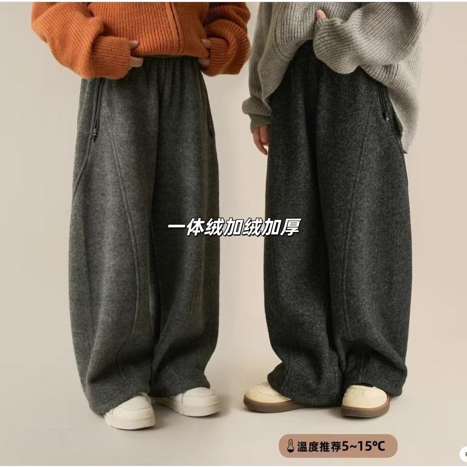 儿童加绒简约休闲弯刀裤2025冬季