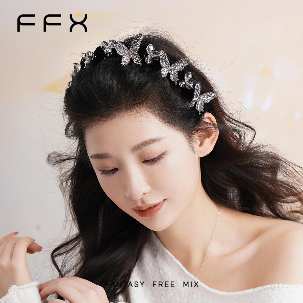 弗弗西FFX[蝶与星辰]高颅顶立体蝴蝶带齿发箍女2025新款压发发饰