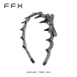 弗弗西FFX【蝶光闪闪】侧边蝴蝶结高颅顶发箍满钻皮底钻齿梳发饰