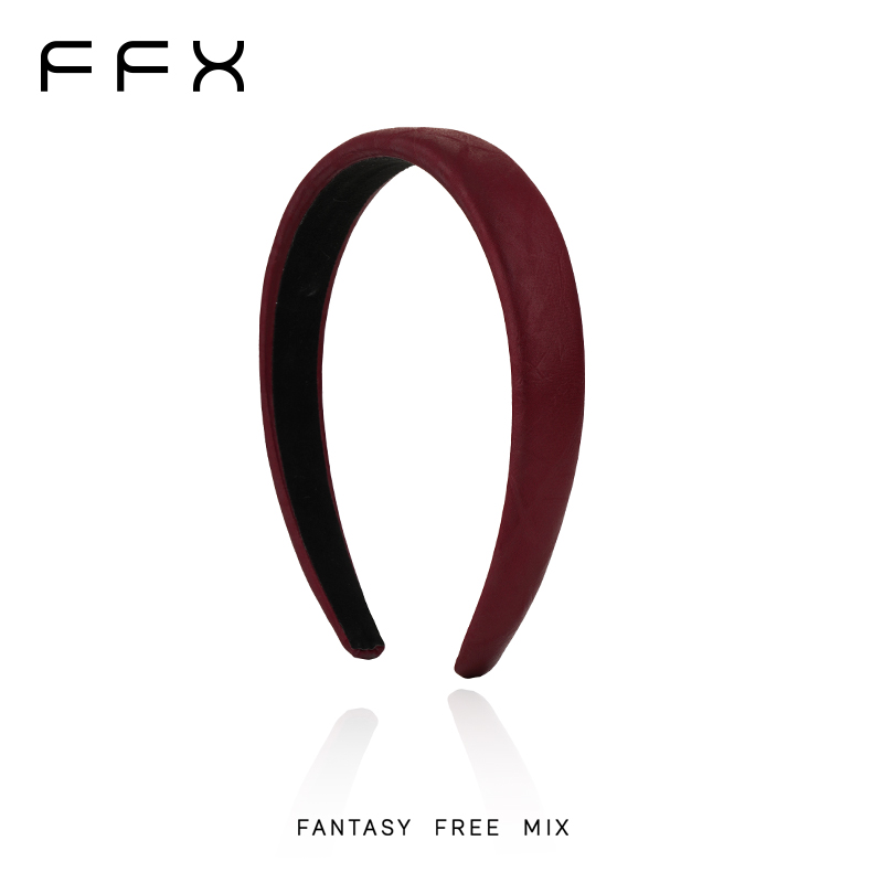弗弗西FFX安可拉红色仿皮发箍秋冬季[红暮]复古气质高颅顶头箍女