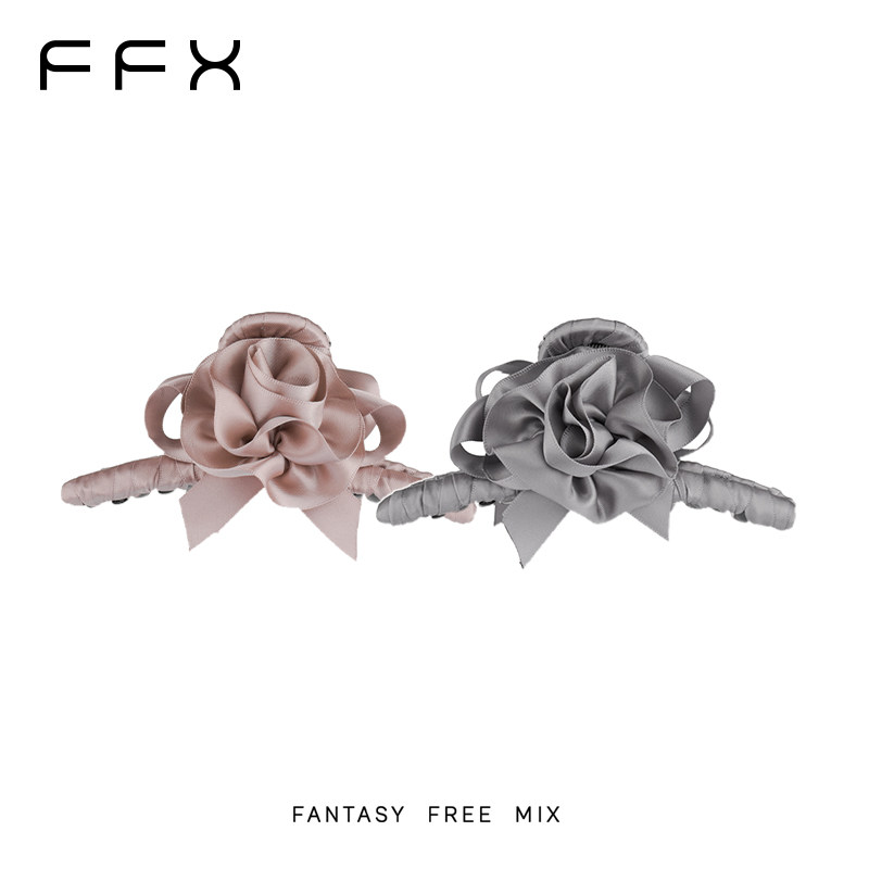 弗弗西FFX【花期】手工立体盘花丝光缎带抓夹高级感新款花朵发夹