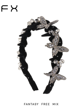 弗弗西FFX蝶与星辰高颅顶立体蝴蝶带齿发卡发箍025新款高级感头饰