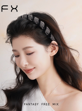 FFX弗弗西[追光者]满钻时尚带齿黑色丝绒发箍高颅顶发卡头饰秋冬