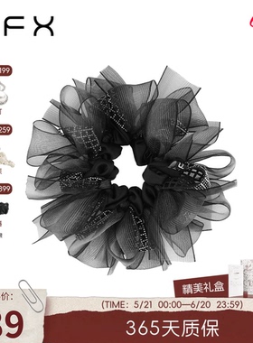 FFX弗弗西【夜雾精灵】黑色网纱大肠发圈女高级感轻奢风格显发量