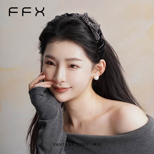 弗弗西浮光蝶影黑色蝴蝶结发箍