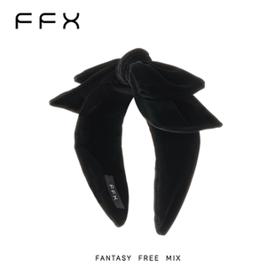 弗弗西FFX月影]高级感丝绒黑色百搭发箍蝴蝶结高颅顶头饰日常外戴