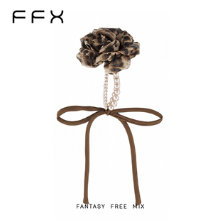 弗弗西FFX[荒野繁花]手工立体盘花豹纹飘带发圈手花手串头绳发饰