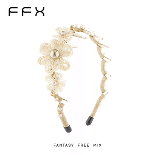 弗弗西FFX【南法花田】手钩拉菲草花朵发箍时尚草编高颅顶发饰品