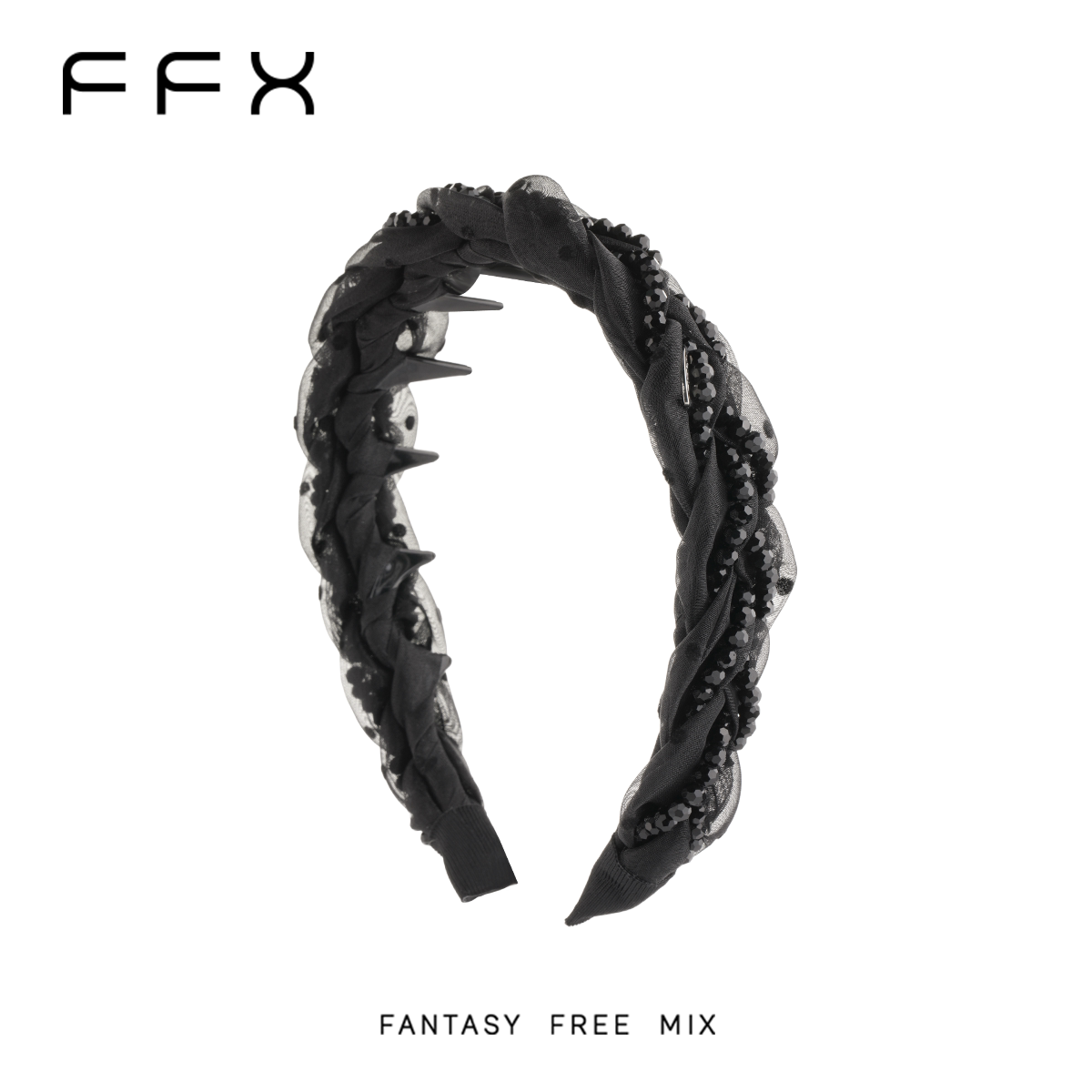 FFX弗弗西【璀璨织梦】黑色麻花辫发箍发饰女显脸小宽边齿梳显发