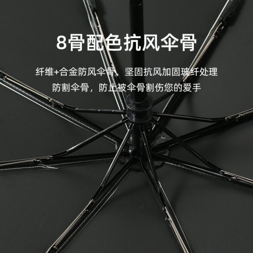 优选全自动简约商务雨伞加厚黑胶防晒太阳伞晴雨两用男女遮阳伞印