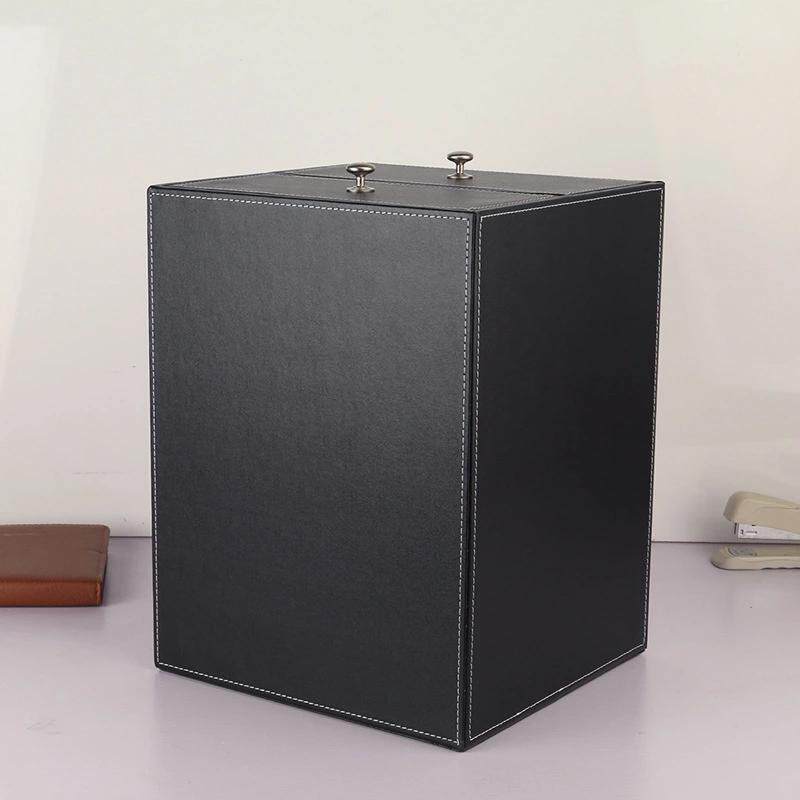 新品 WUQA皮质桌面杂物整理收纳盒 抽屉式办公室文件收纳储物柜