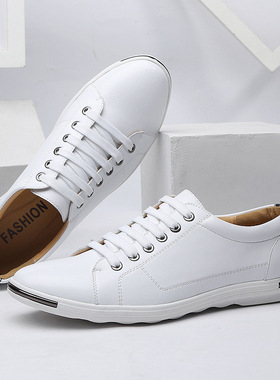 新品 大码男鞋47 48码 时尚系带皮鞋白色休闲鞋学生板鞋外贸鞋男